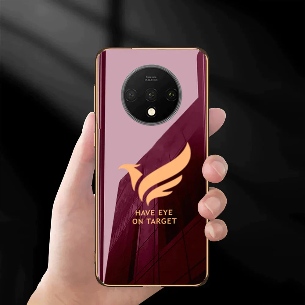 Target Luxurious Gold Edge Glass Back Case For Oneplus 7T