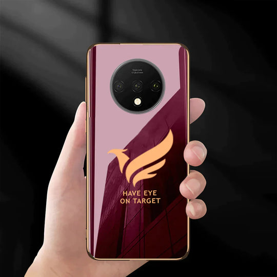 Target Luxurious Gold Edge Glass Back Case For Oneplus 7T