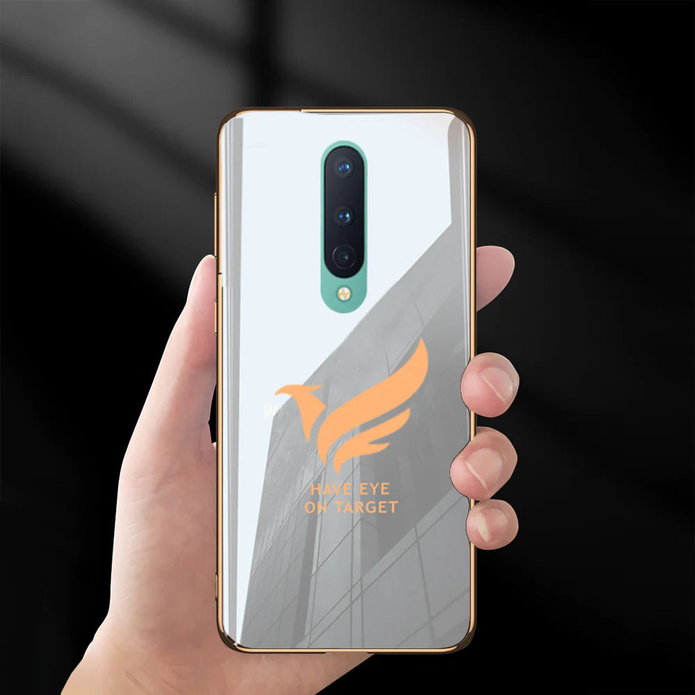 Bird Luxurious Gold Edge Glass Back Case For Oneplus 7 Pro