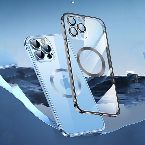 Premium Clear MagSafe Armor Metal Lens Bumper Back Case for iPhone 12 Pro