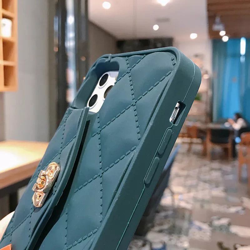 Premium Silicone Crossbody Girlish Handbag Wallet Case for Apple iPhone 12