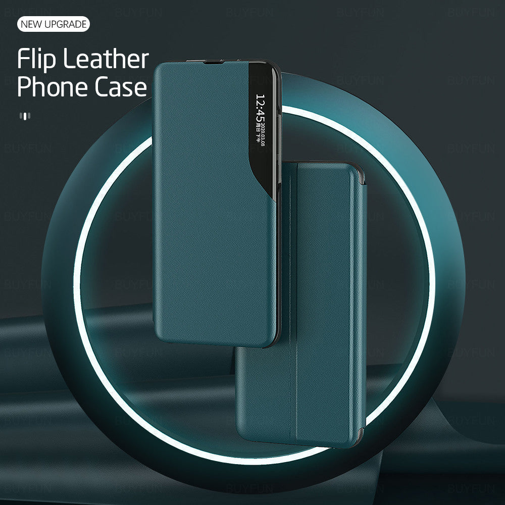 PU Leather Smart View Stand Flip Case For Samsung Galaxy S21 Ultra