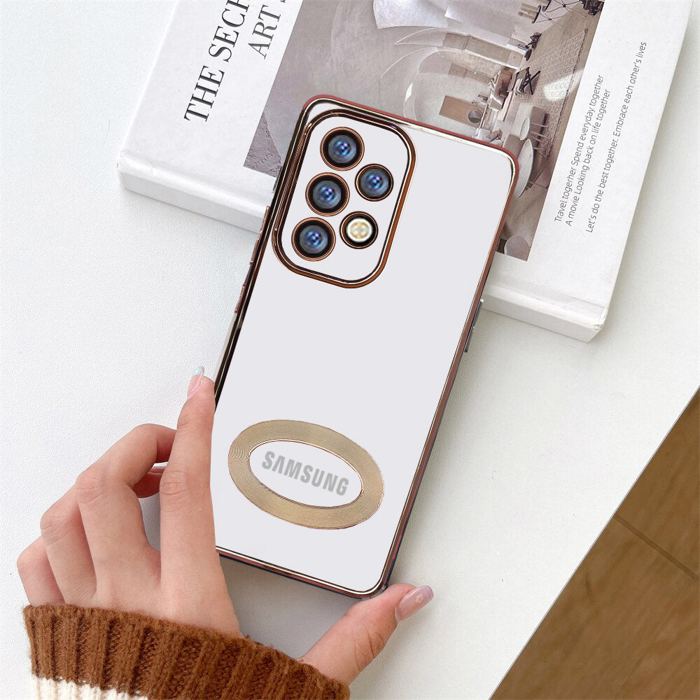Premium Electroplated Luxury Square Silicon Clear Logo Cut Camera Protection Back Case Cover For Samsung A52s
