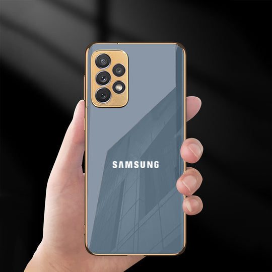 Premium Glass Back Logo Case With Golden Edges For Samsung A52,52S