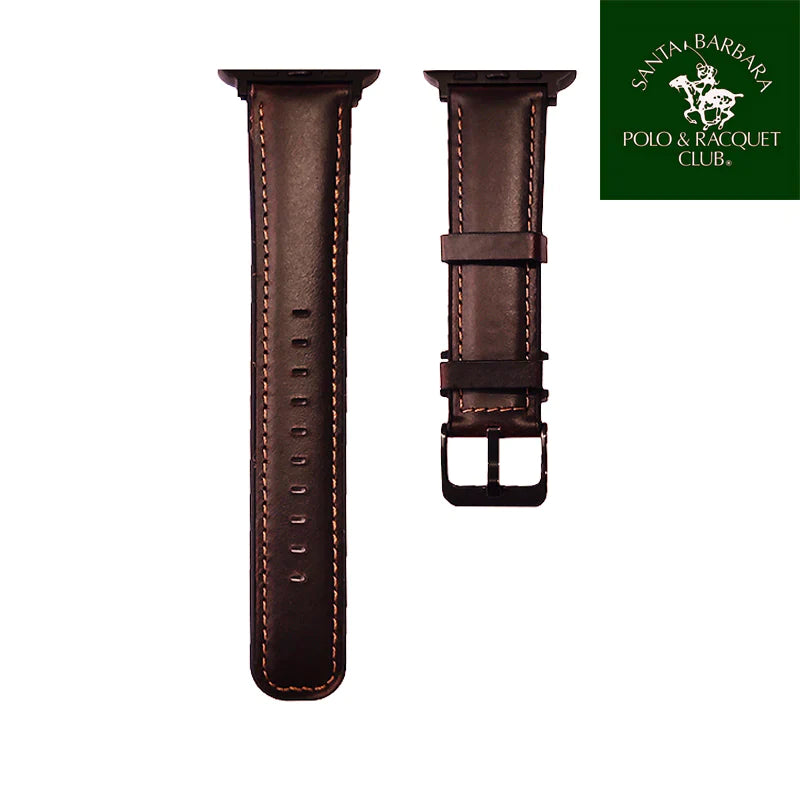 iWatch Dora Series Genuine Santa Barbara Leather Strap - Dark Brown