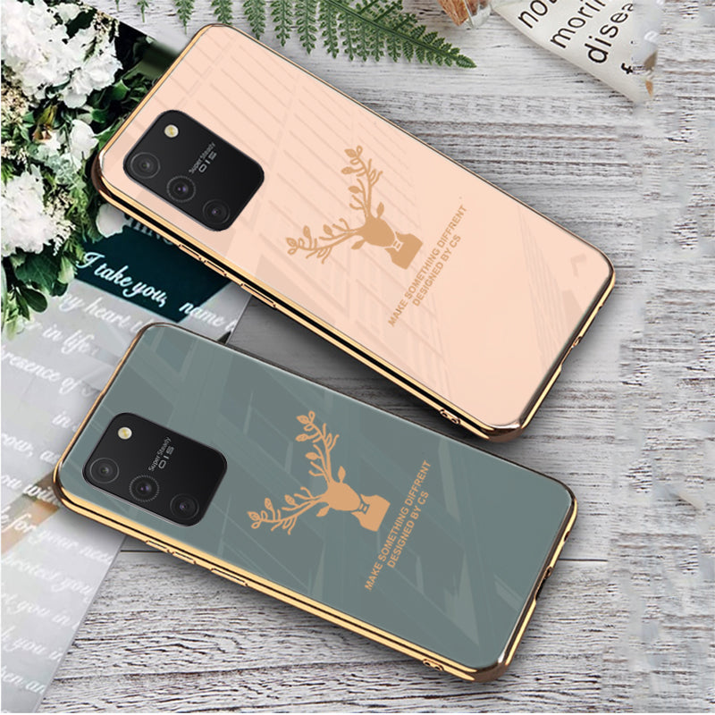 Luxury Golden Edges Deer Glass Back Case For Samsung Galaxy S10