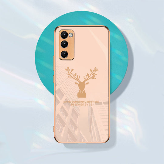 Luxury Golden Edges Deer Glass Back Case For Samsung Galaxy S20 FE - Premium Cases