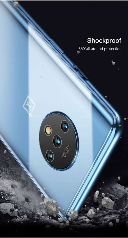 Electronic Auto Fit Double Glass Magnetic Case For One Plus 7T