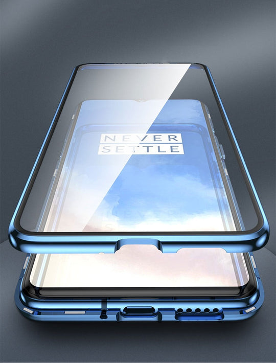 Electronic Auto Fit Double Glass Magnetic Case For One Plus 7T