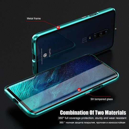 Electronic Auto Fit Double Glass Magnetic Case For One Plus 7T