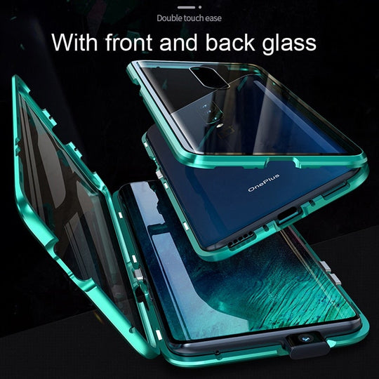 Electronic Auto Fit Double Glass Magnetic Case For One Plus 7T