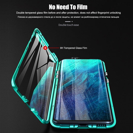 Electronic Auto Fit Double Glass Magnetic Case For One Plus 7T