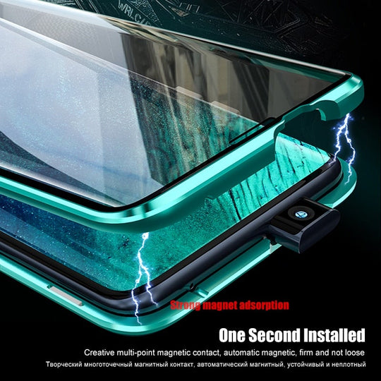 Electronic Auto Fit Double Glass Magnetic Case For One Plus 7T