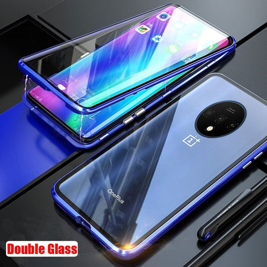 Electronic Auto Fit Double Glass Magnetic Case For One Plus 7T