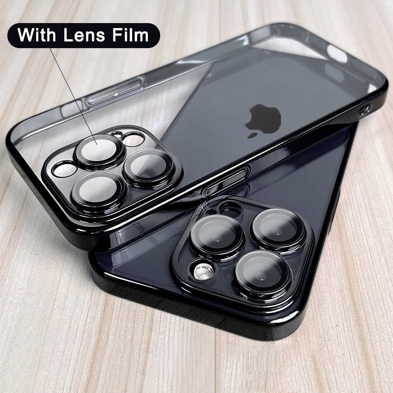 Premium Square Silicon Clear Case With Camera Protection For