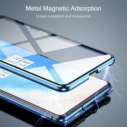 Electronic Auto Fit Double Glass Magnetic Case For One Plus 7T