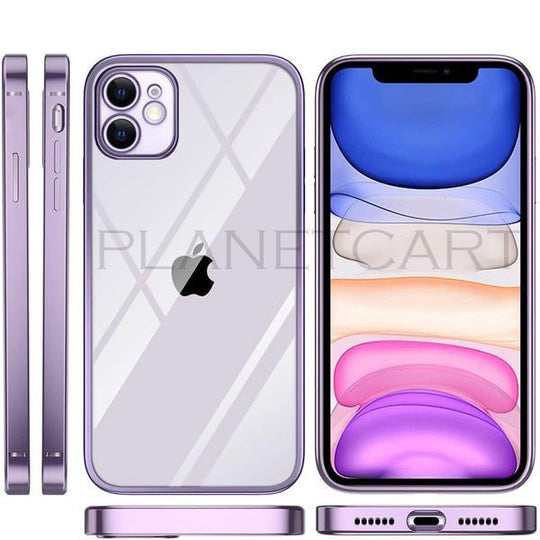 Luxury Square Silicon Clear Case With Camera Protection For iPhone 11
