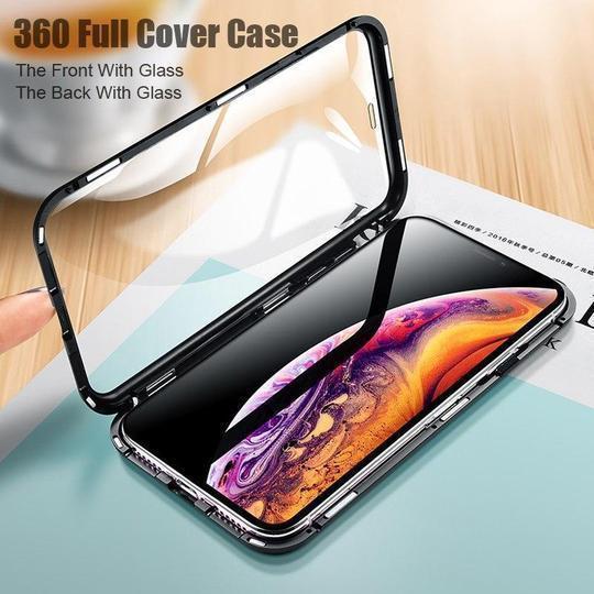 Electronic Auto Fit Front Back Glass Magnetic Case For iPhone X/XS