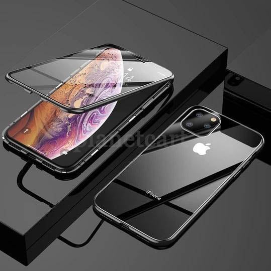 Electronic Auto-Fit (Front+ Back) Glass Magnetic Case For iPhone 11