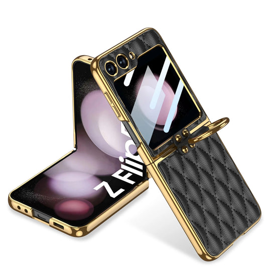 Luxury PU Leather Electroplated Case for Samsung Galaxy Z Flip 5