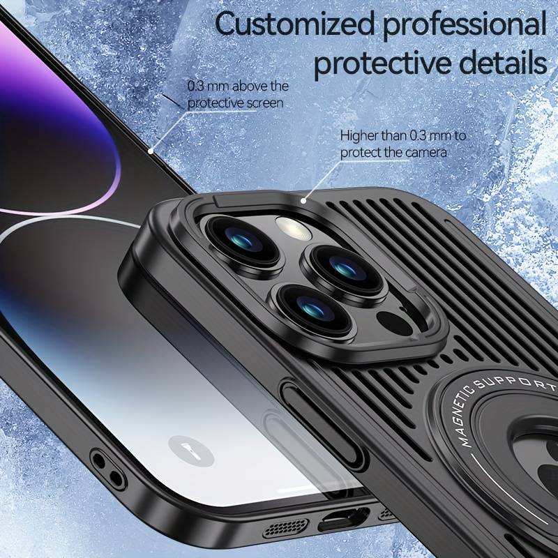 Frosted Magnetic Integrated Heat Dissipation Case For iPhone 15