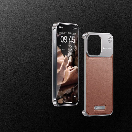 Premium Metallic Leather Case For iPhone 15 Pro