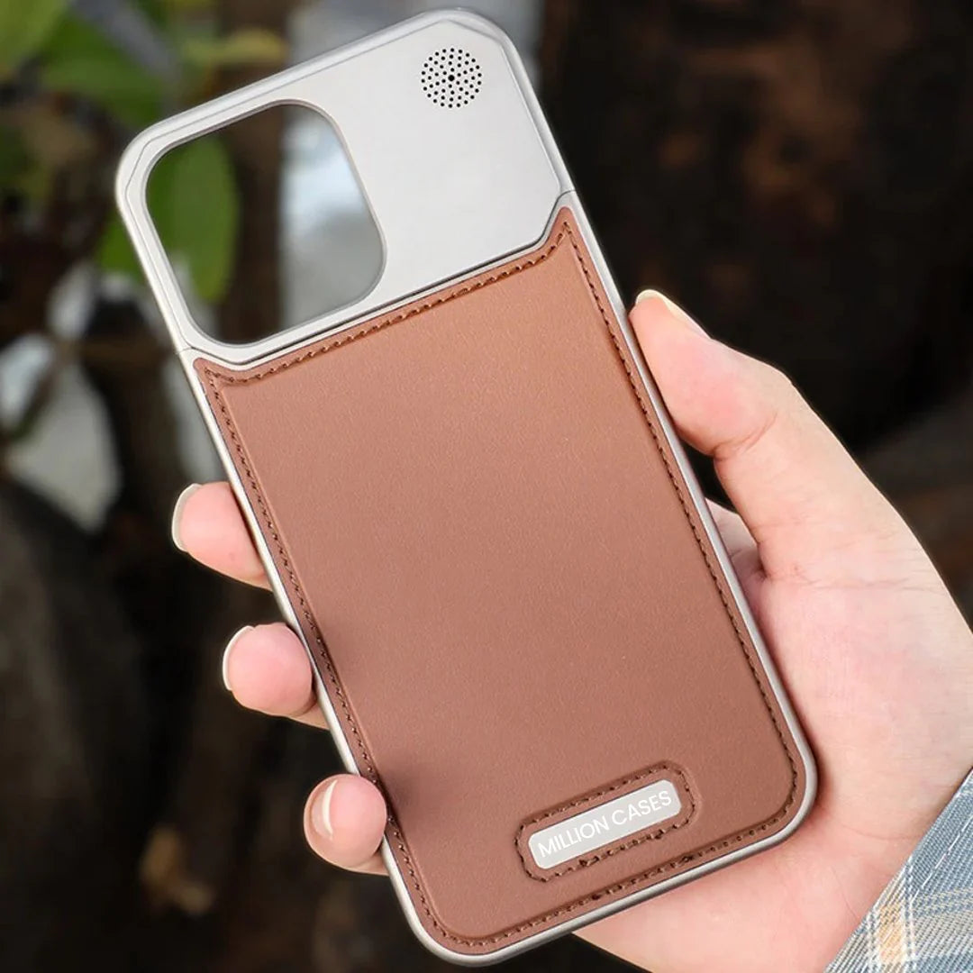 Premium Metallic Leather Case For iPhone 15 Pro