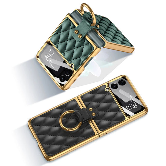 Luxury PU Leather Electroplated Case for Samsung Galaxy Z Flip 5