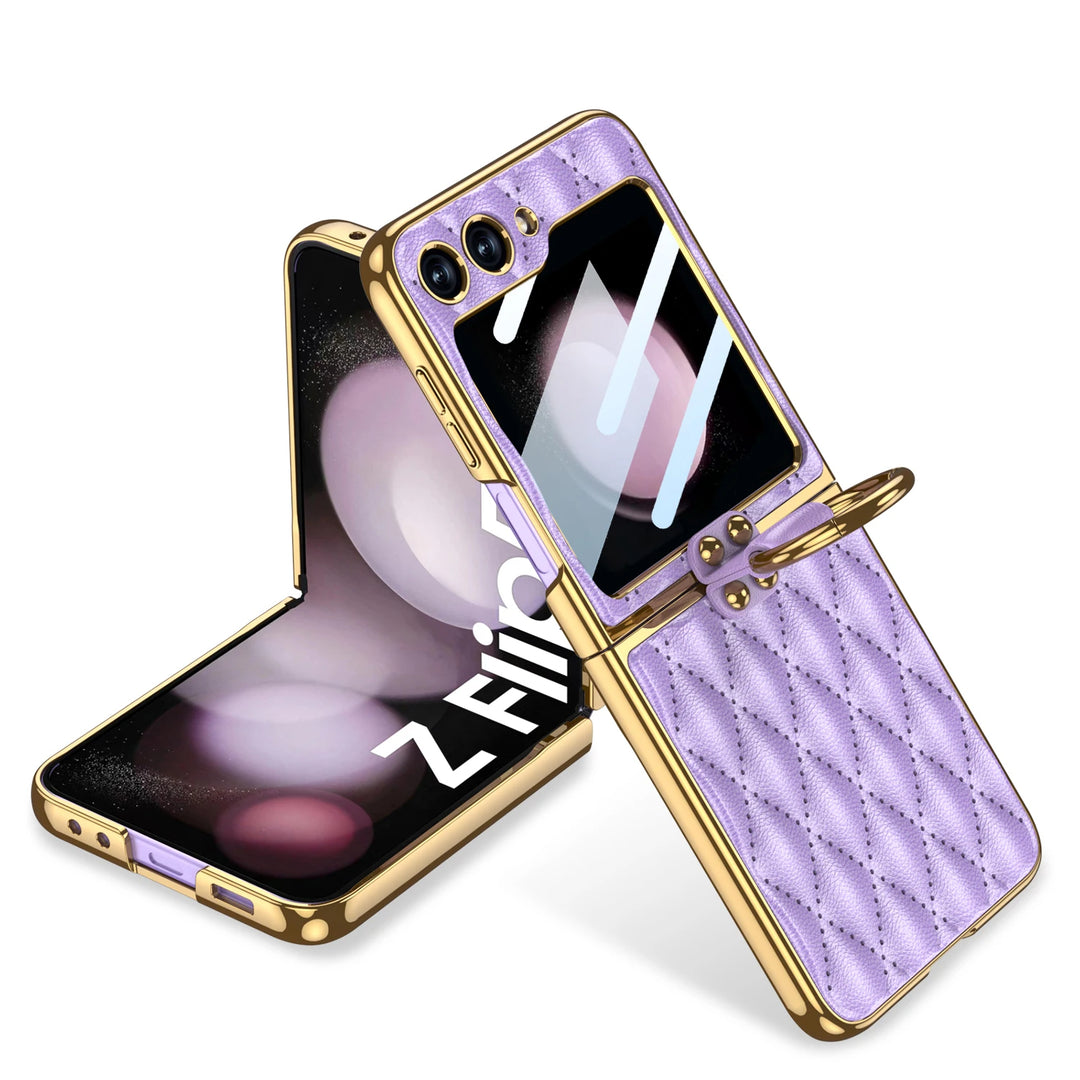 Luxury PU Leather Electroplated Case for Samsung Galaxy Z Flip 5