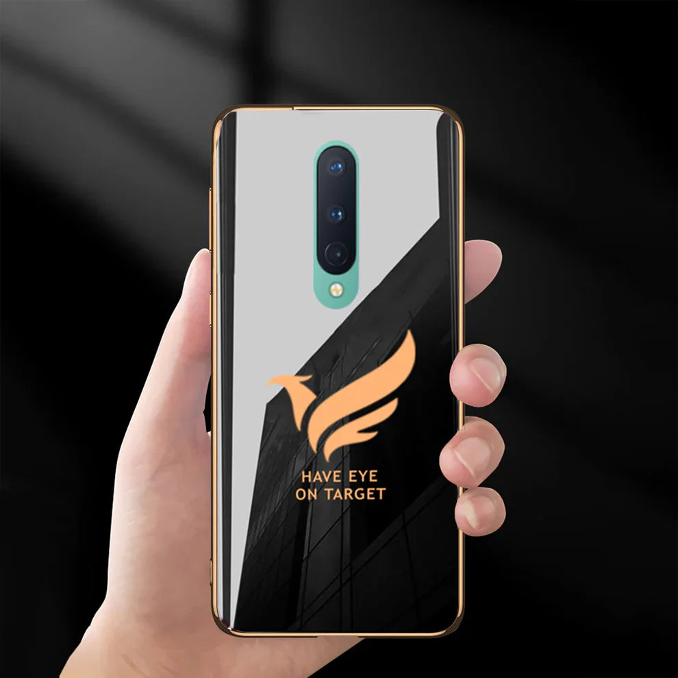 Bird Luxurious Gold Edge Glass Back Case For Oneplus 7T Pro