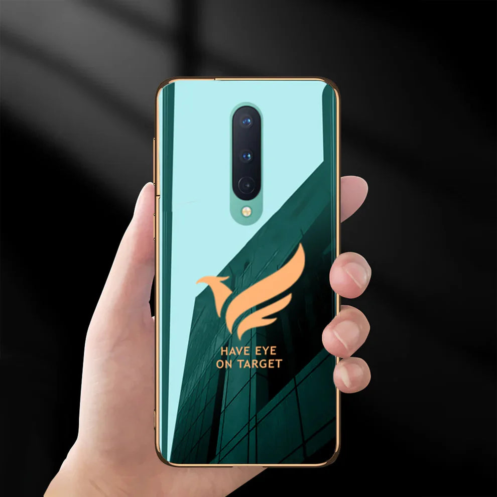 Bird Luxurious Gold Edge Glass Back Case For Oneplus 7T Pro