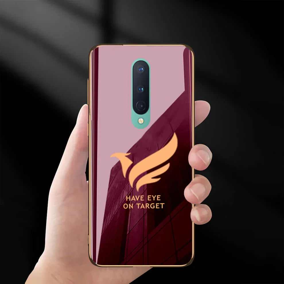 Bird Luxurious Gold Edge Glass Back Case For Oneplus 7T Pro