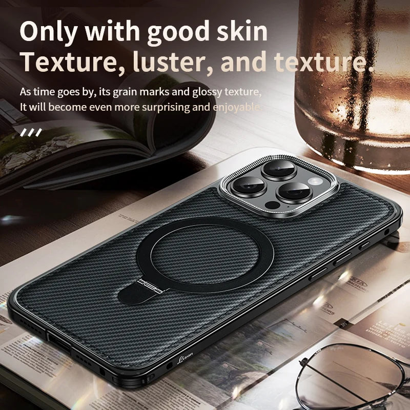 Carbon Leather Magsafe Bumper Case For iPhone 16 Series