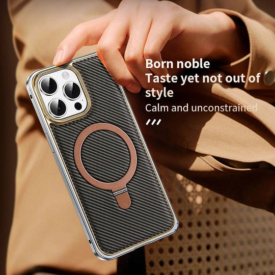 Carbon Leather Magsafe Bumper Case For iPhone 16 Series