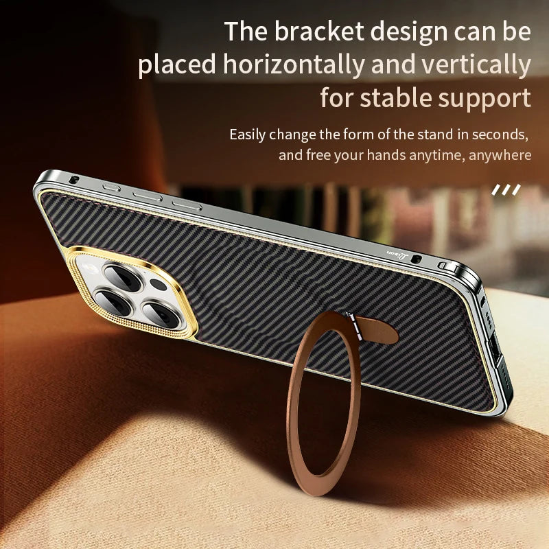 Carbon Leather Magsafe Bumper Case For iPhone 16 Series