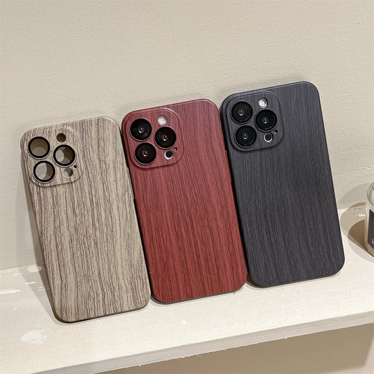 Luxury Ultra-thin Wood Grain Design Phone Case For iPhone 15