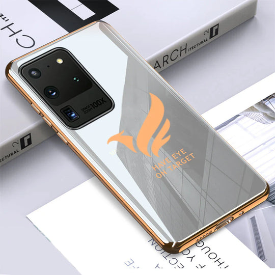 Luxury Golden Edges Bird Glass Back Case For Samsung Galaxy S20 Ultra
