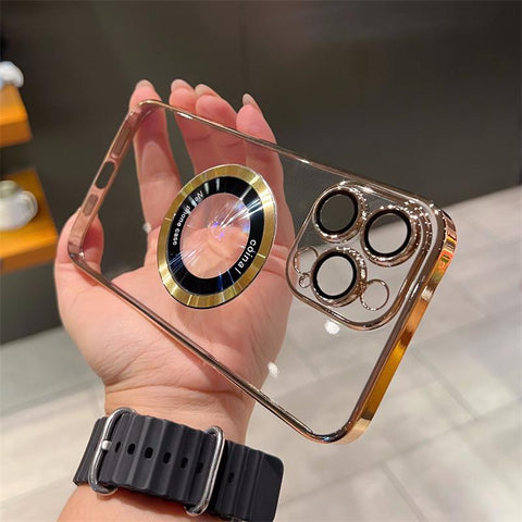 Square Case For IPhone 14 Pro Max Luxury Plated Gold Lock Transparent  Shinning Glitter Clear Cover for IPhone 13 Pro 11 12 Cases - AliExpress