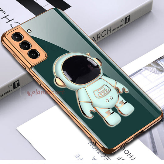 Astronaut Luxurious Gold Edge Back Case For Samsung Galaxy S21 Fe