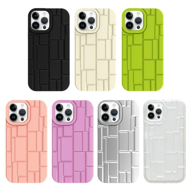 3D Silicone High Elastic line stripe design Case For iPhone 15 Pro