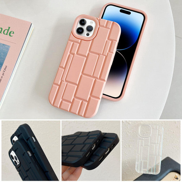 3D Silicone High Elastic line stripe design Case For iPhone 15 Pro