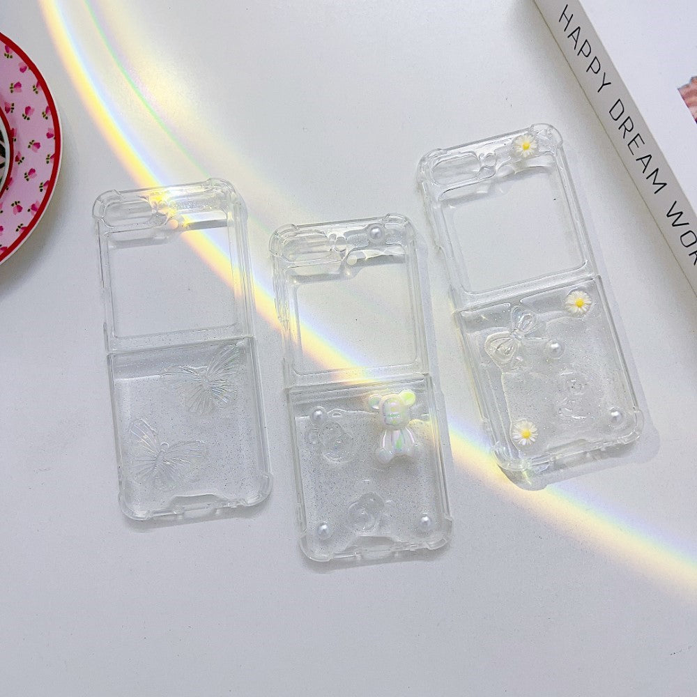 Luxury Crystal Bear Glitter Transparent Case for Samsung Galaxy Z Flip 5