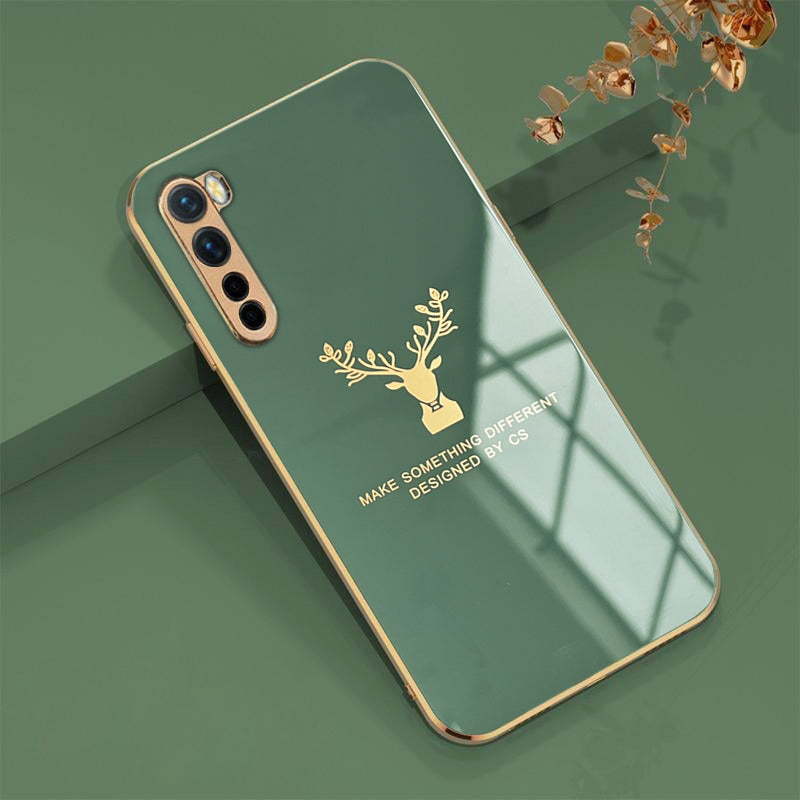 Deer Luxurious Gold Edge Glass Back Case For Oneplus Nord