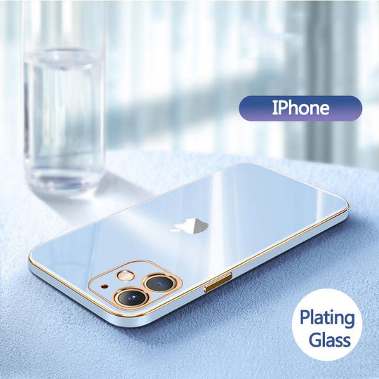 The Luxurious Glass Back Case With Golden Edges For iPhone 12