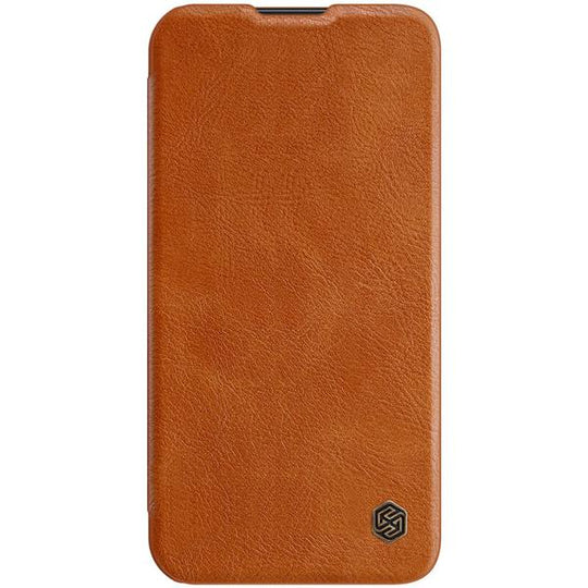 Nillkin Qin Brown Leather Flip Case For iPhone 13 Pro Max - planetcartonline