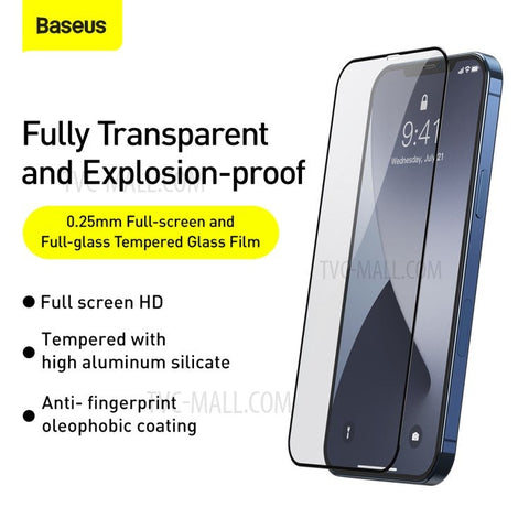 Baseus 0.3mm Full-screen and Full-glass Tempered Glass for iPhone 12 Series