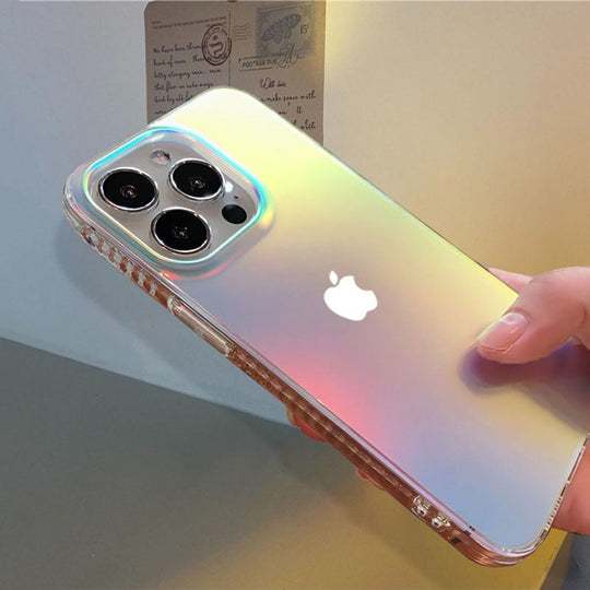 Premium Anti Shock Rainbow Laser Gradient Back Case For iPhone 14 Series