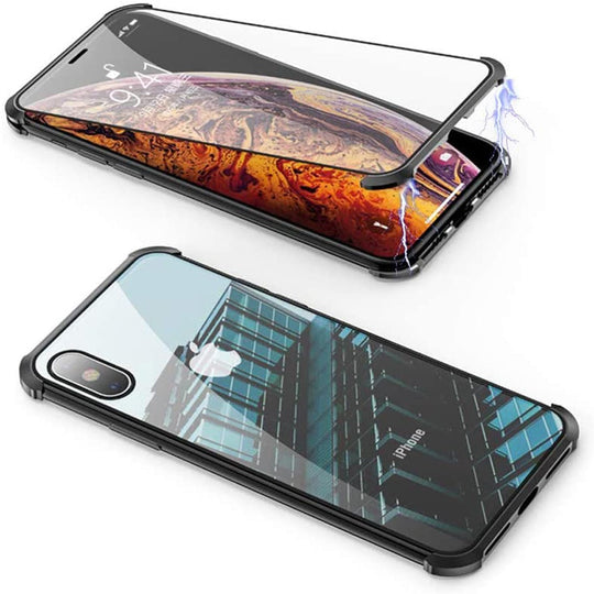 Frameless Double Sided Tempered Glass Magnetic Case  iPhone X (Front + Back) - Planetcart