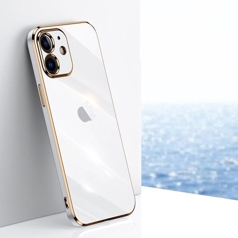 Electroplated Golden Edges Glossy Glass Back Case For iPhone 11 - Premium Cases