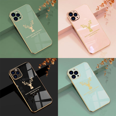Luxurious Deer Glass Back Case With Golden Edges For iPhone 11 Pro